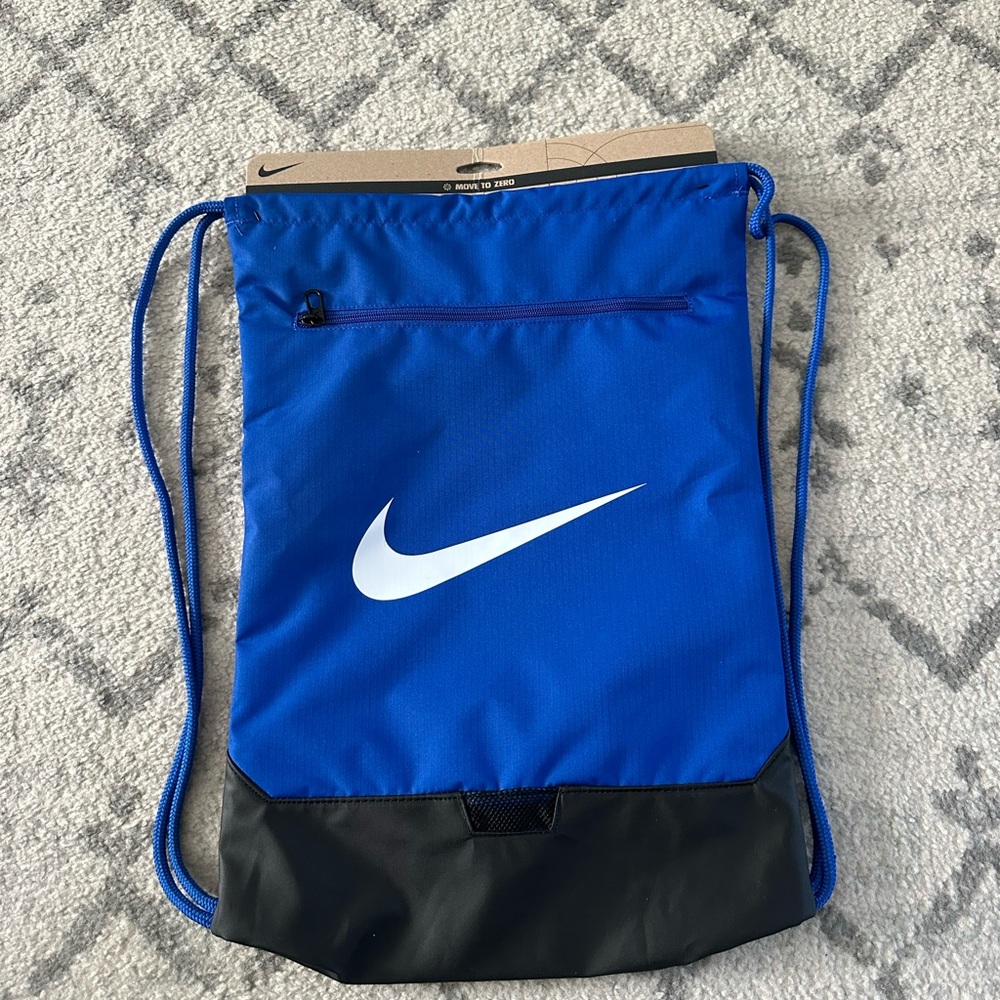 Nike Royal Blue and Black Drawstring Backpack